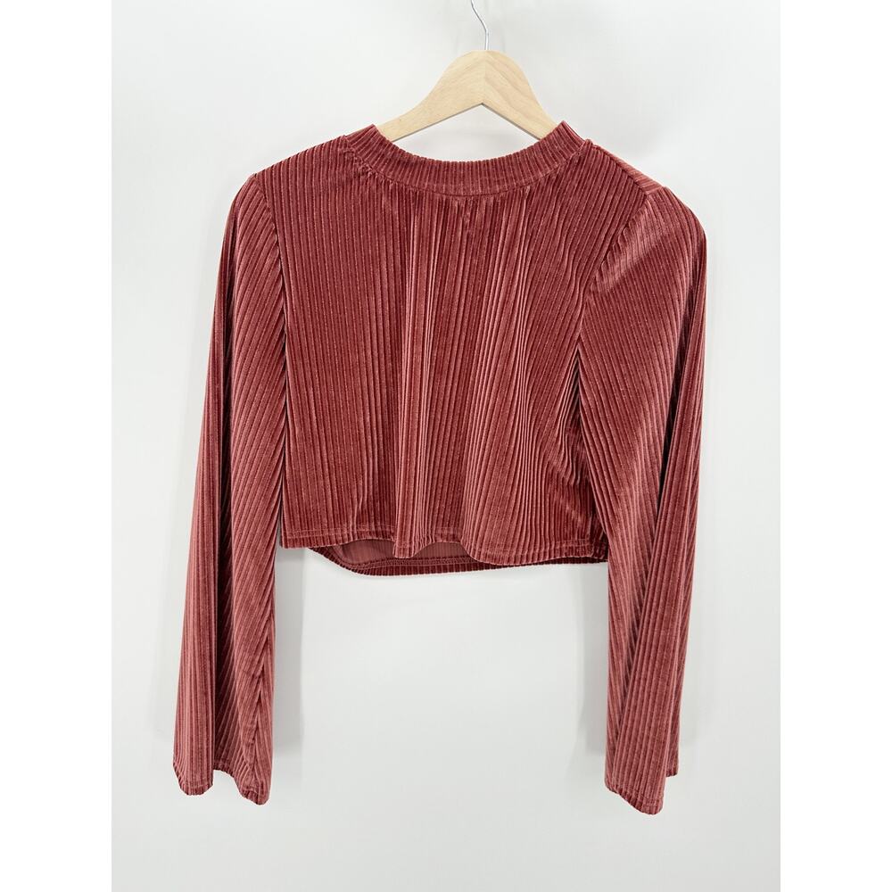 Papermoon Pink Feeling Royal Ribbed Textured Long Sleeve Top Women's Size Medium